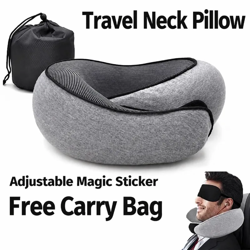 Slow Rebound Snail Travel Pillow, Portable Foldable Storable Neck Support Cushion for Office Nap, Memory Foam U-Shaped Cervical