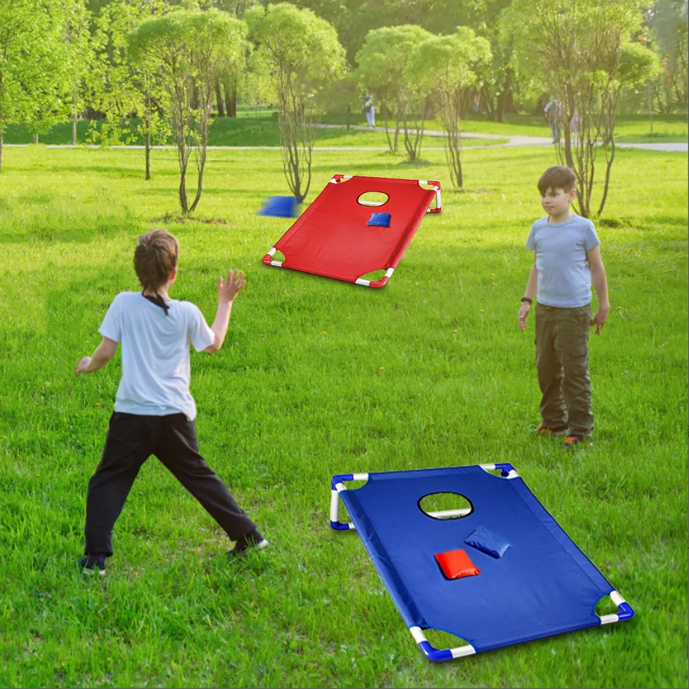 Portable Cornhole Set with 1 Cornhole Game Board and 6 Bean Bags for Yard Toss Game