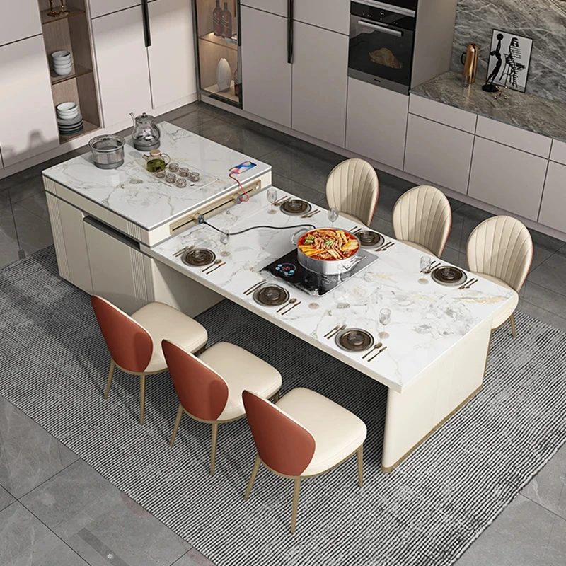 Extendable Modern Dining Table Nordic Luxury Tea Groceries Office Lslands Serving Hotel Mesas