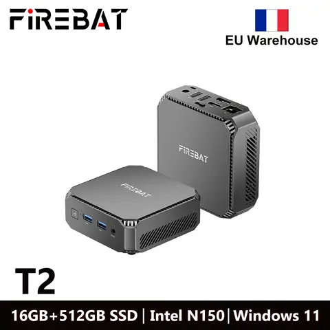 FIREBAT T2 미니 PC 게이머 인텔 N150 CPU Windows 11 미니 PC 게임 DDR4 16GB RAM 512GB SSD WIFI5 BT4.2 데스크탑 컴퓨터 minipc