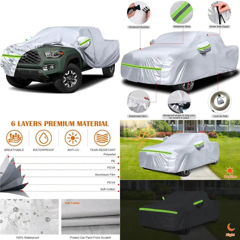 

All-Weather 6-Layer Silver Car Cover for Double Cab Trucks, 2005-2024 Model Years, Waterproof Protection