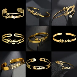 Acheerup Novo Nome Personalizado Pulseira De Aço Inoxidável para As Mulheres Personalizado Pulseiras Coração para Homens Casal Jóias Presente De Aniversário