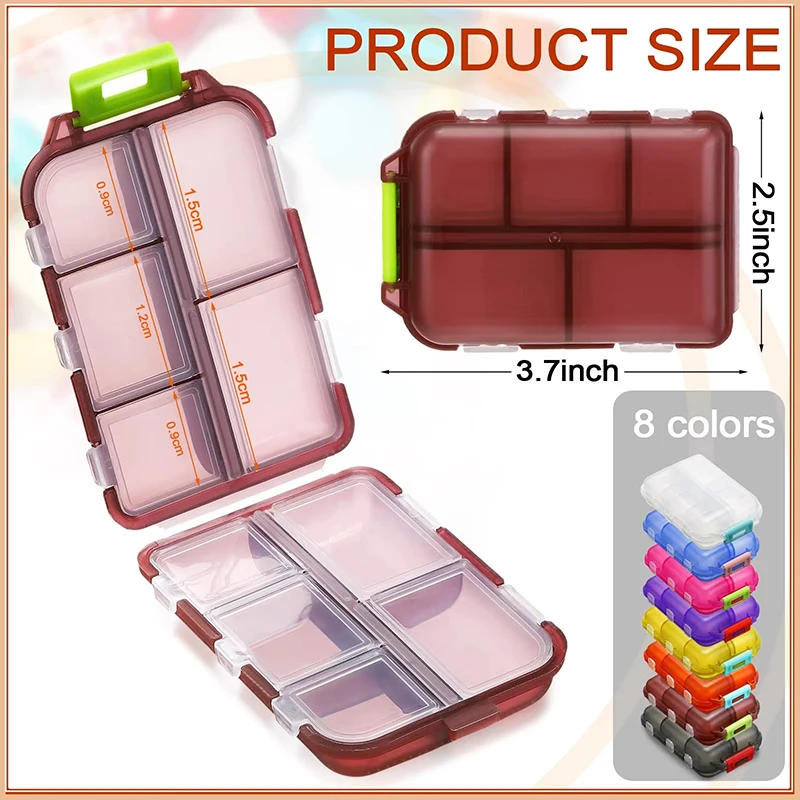 

﻿ Portable Compartments Pill Storage Box Medicine Organizer Box Travel Pill Organizer Waterproof Sealing Daily Pill Container
