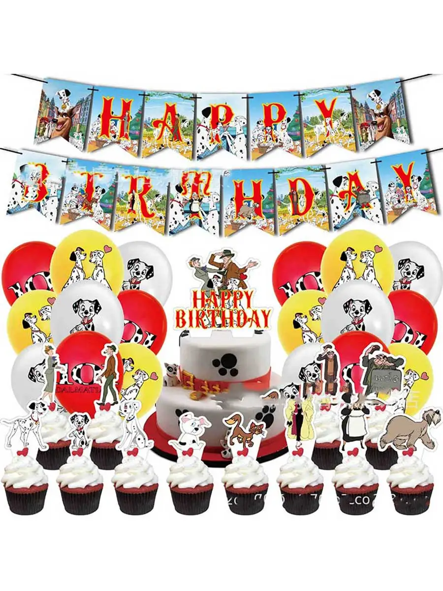 One Hundred and One Dalmatians Birthday Party Decoration Animal  Balloon Banner Cake Kids Backdrop Kindergarten Baby Shower Gift