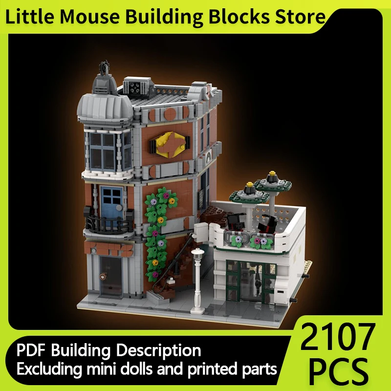 

Модель City Street View MOC, строительные кирпичи, грузовик-бар и зоомагазин, модульные технологии, подарки, праздник, сборка, детские игрушки, костюм