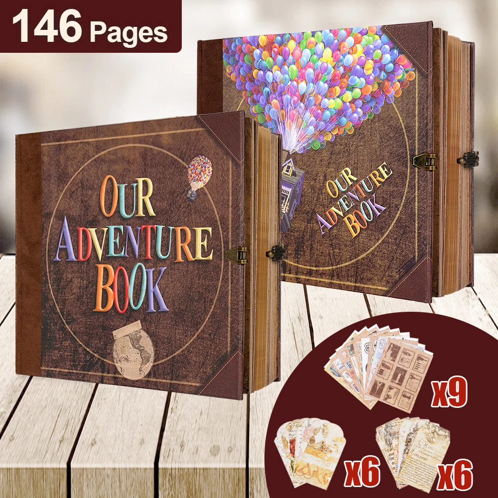 146-seitiges Retro-DIY-Scrapbook-Fotoalbum, kreatives handgefertigtes Album, Erinnerungsbuch, Reisetagebuch, Familienerinnerungen, Album, Weihnachtsgeschenk