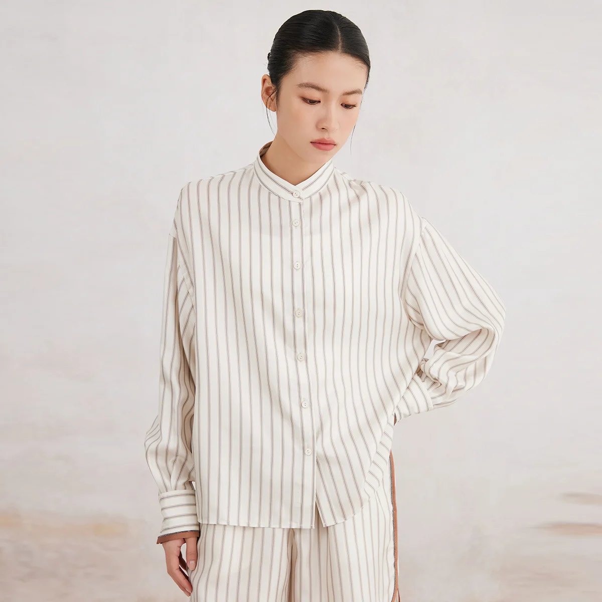 

K3166X Luxury Lapel Striped 100% Silk Blouse Silk Clothes Blouse Women Silk Women Shirt Tops For Women