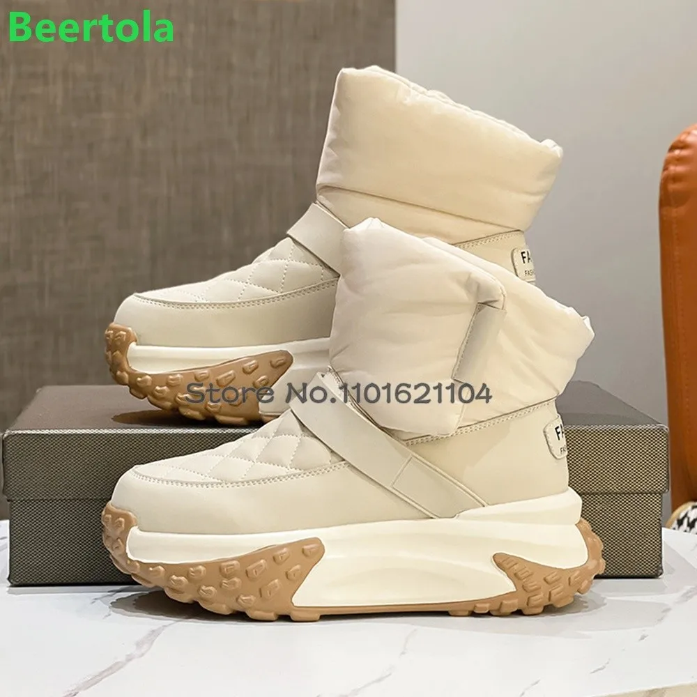 

Thick Sole Snow Boots For Female Women 2024 Winter New Round Toe Sport Style Ankle High Casual Warm Thickening Platfrom Shoes