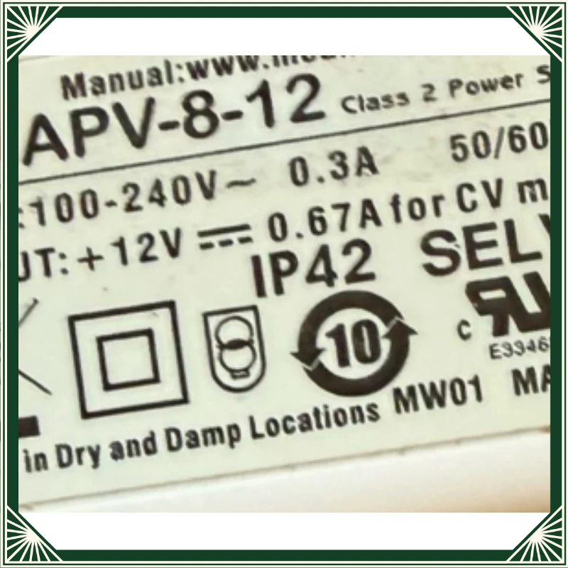 1Pc APV-8-12 power supply, input 100-240V, output 12V 0.67A