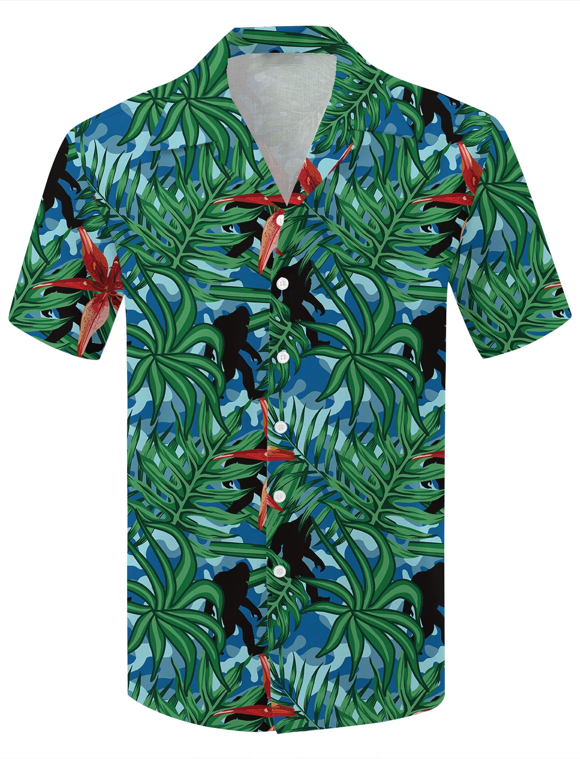 Beach Chic Fake Print Casual Men's Shirt Summer Adult Top Short Sleeve Fashion Lapel Cool Coconut Tree Print Shirt