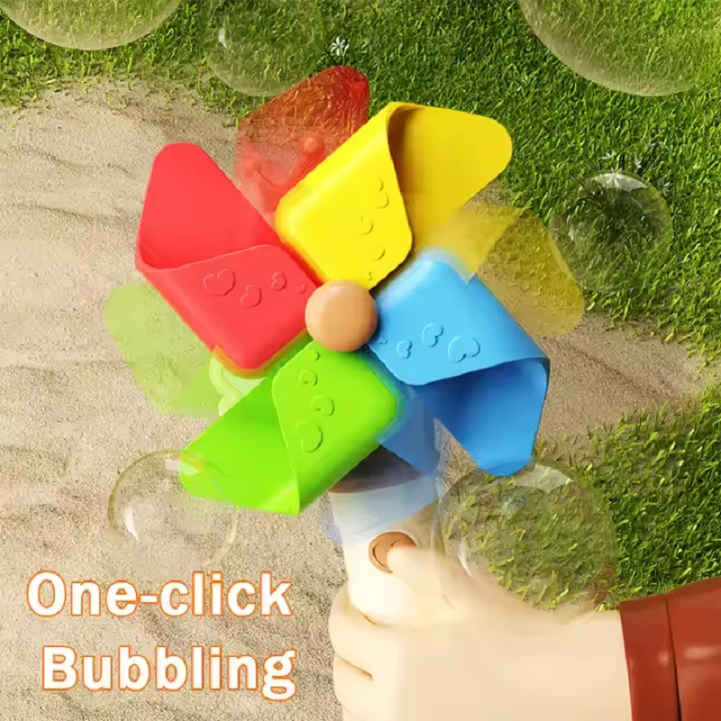 Brinquedo automático da máquina do sopro da varinha da bolha mágica com cor do moinho de vento led luz elétrica rotação música para o presente da festa do jardim ao ar livre do miúdo