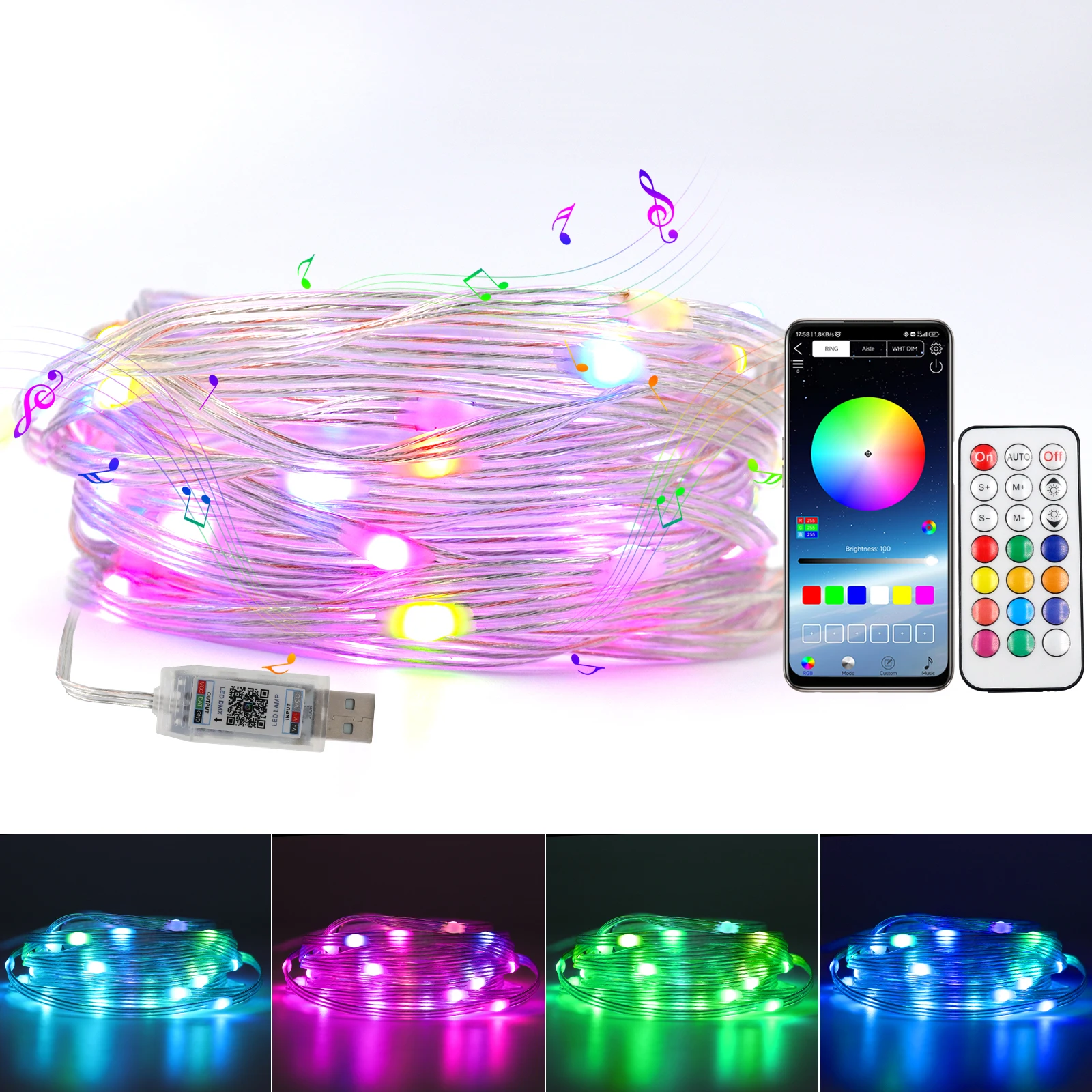 Fairy LED String Light 5V USB Festoon Smart LED Strip Bluetooth App Control Waterproof Garland Lamp for Bedroom Christmas Weddin