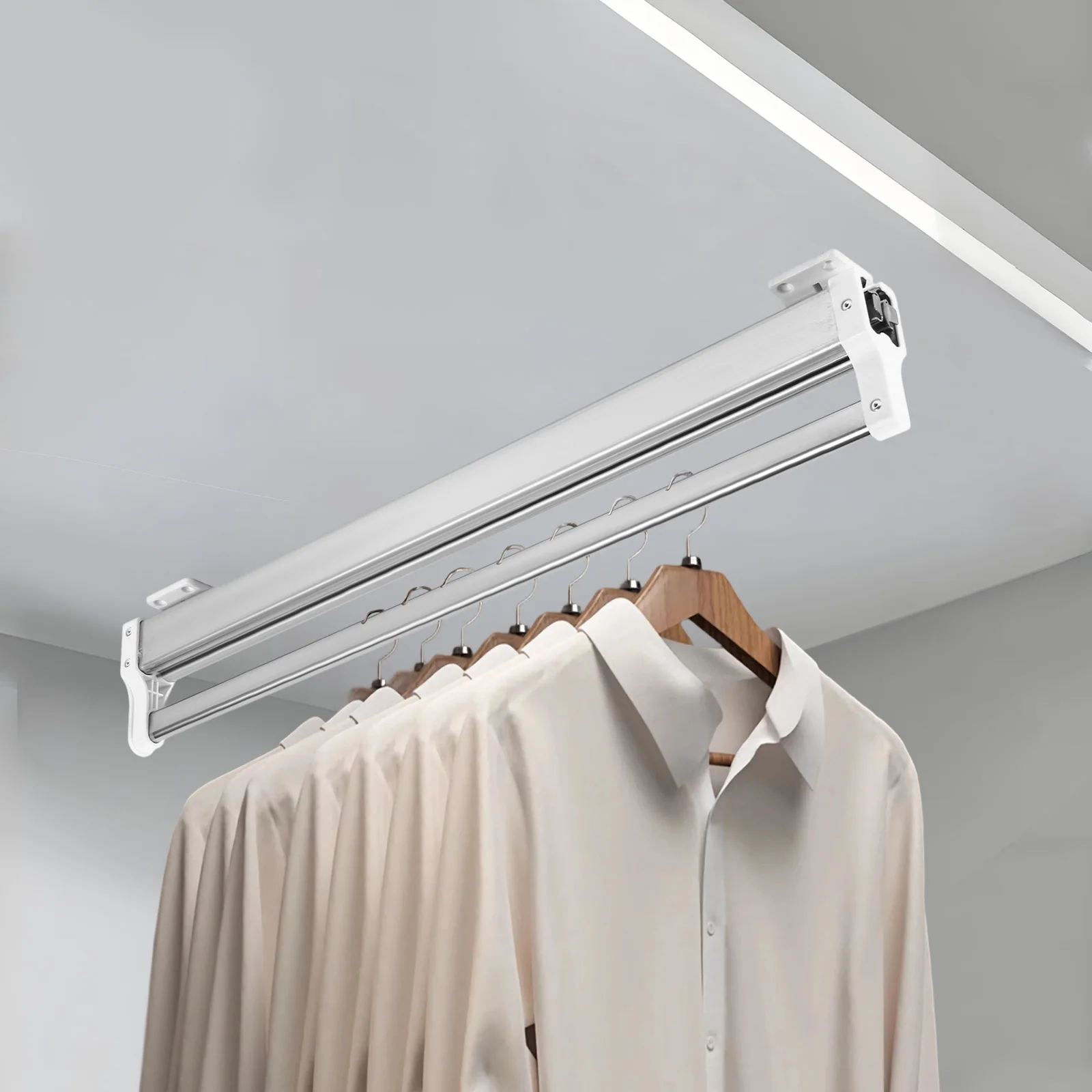 Perchero Telescópico de Acero Inoxidable para Ahorrar Espacio - Capacidad para 18-20 Pares de Pantalones, Diseño Extraíble para Armario con Amortiguador