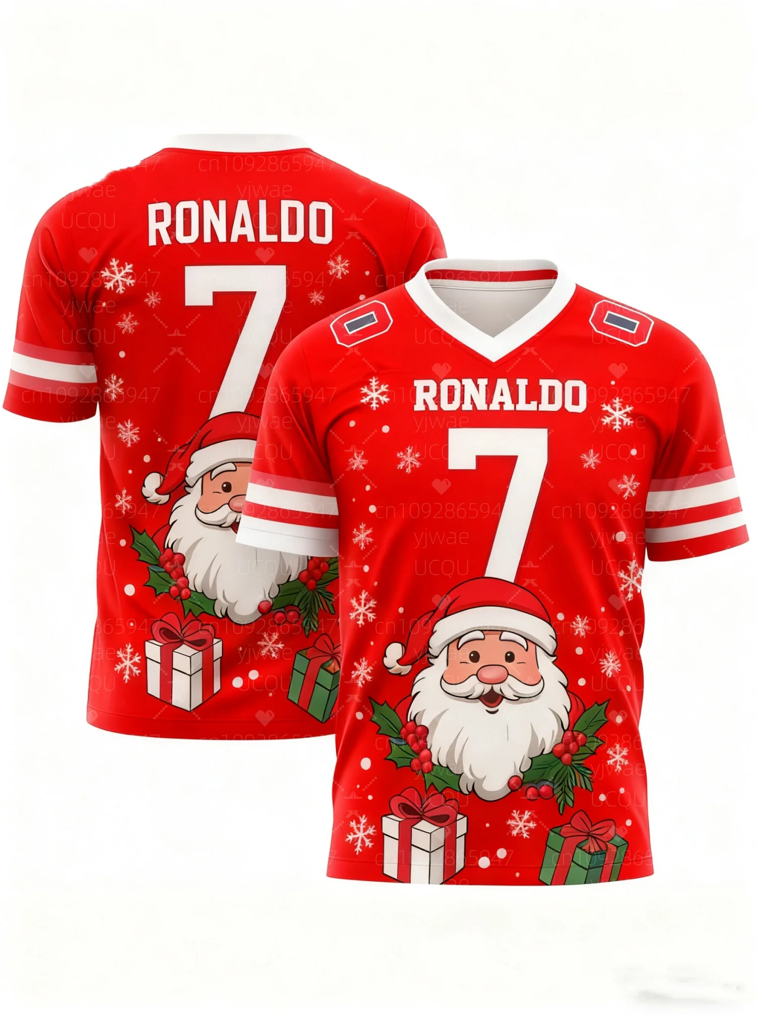 

Christmas Santa Claus Football Jersey Adult NO.7 Men's and women's Training men's Sports Breathable Short Sleeve Men's T-shirts