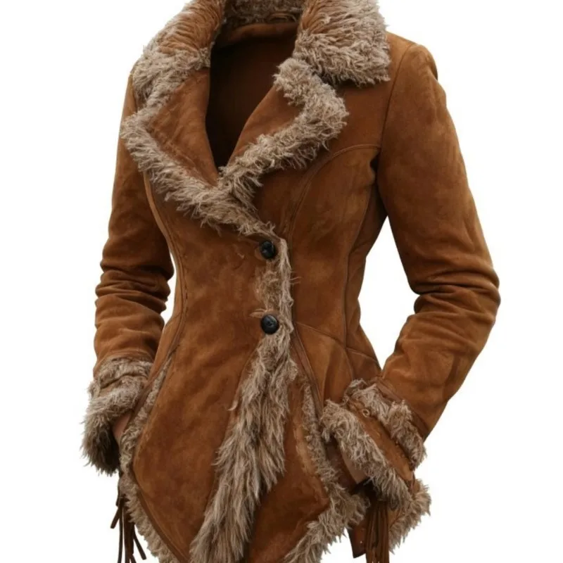 2026 New Autumn And Winter Women's Outerwear With Fringed Edges Fashionable And Comfortable Retro Vintage Style Unique Outerwear