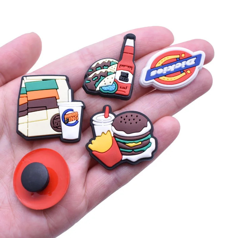 High Imitation Simulation Food Shoe Charms Popcorn/Hamburger/Fries Shoe Decoration Accessories for Kid\'s Party X-mas Gifts