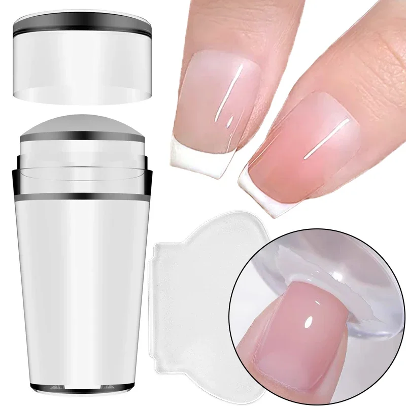 1/2pcs Transparent Nail Stamper with Scraper Silicone Jelly Head Stamp French Nails Printing Nail Arts Plate Manicure Tools