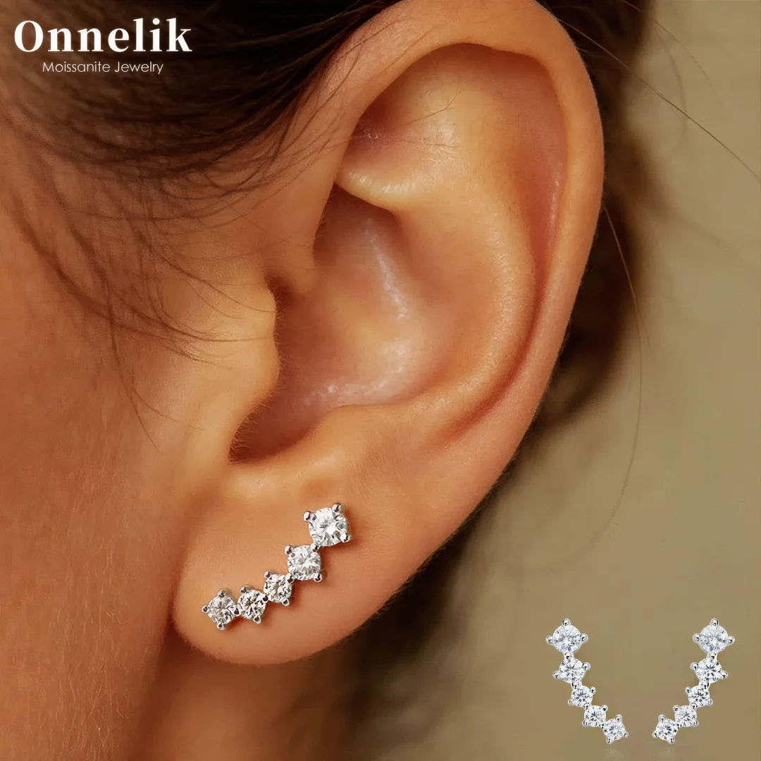 Onnelik 0.2CT Round Moissanite Stud Earrings 925 Sterling Silver 18K Gold plated Gold Plated Fine Elegant Jewelry Gift for Women