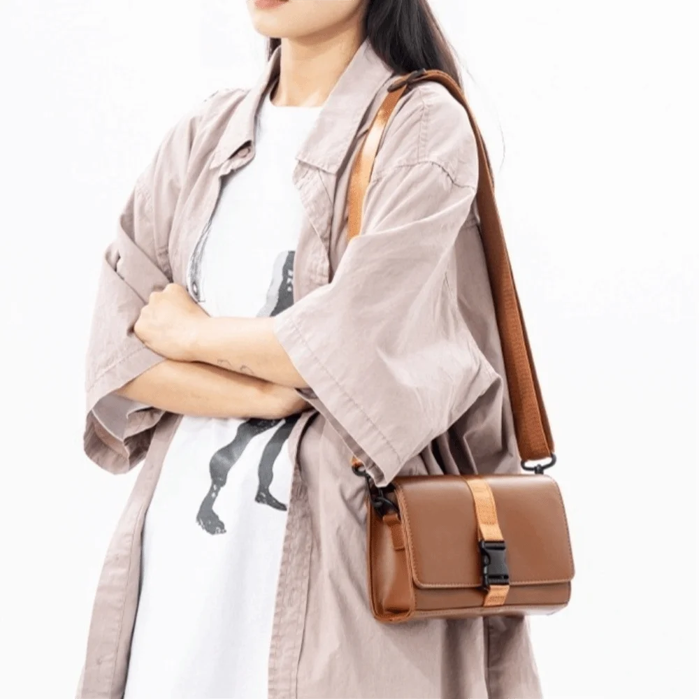 

Solid Color Men's Shoulder Bag PU Leather Large Capacity Business Messenger Bag Korean Style Storage Crossbody Bag Travel