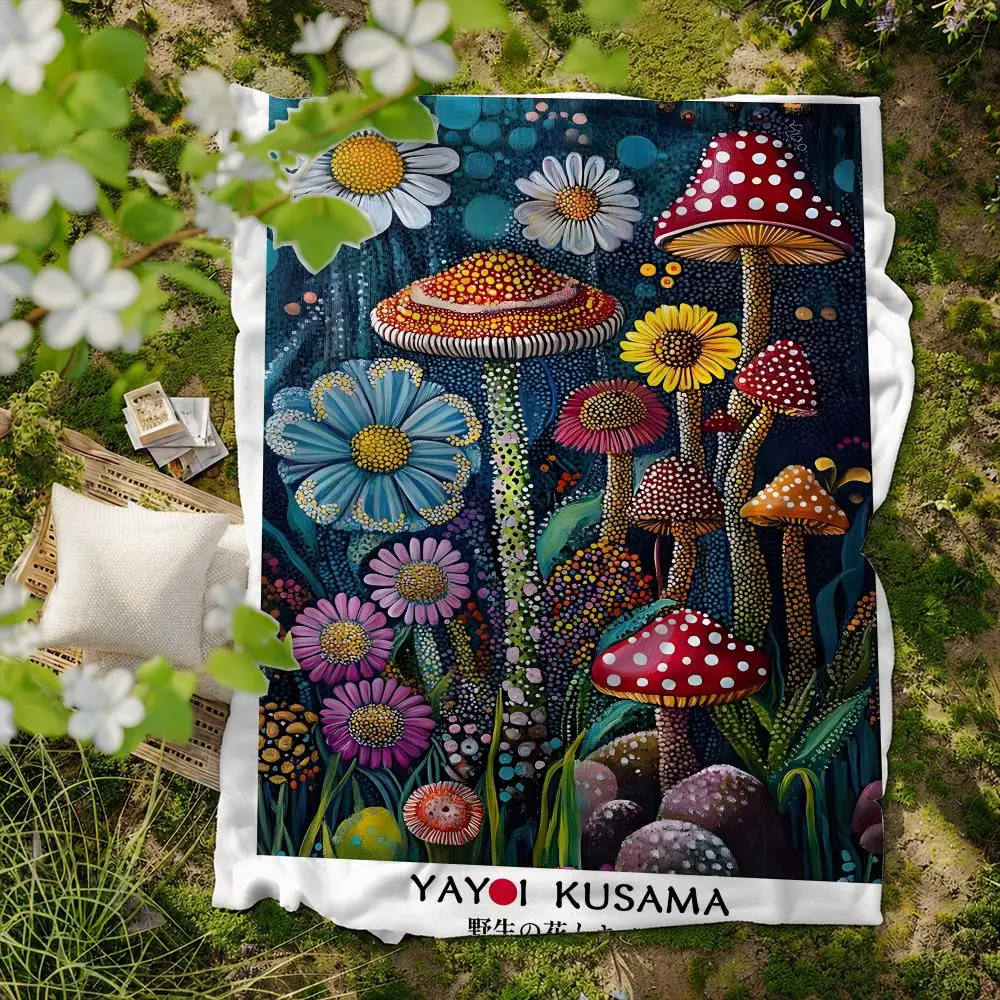 artist Y-Yayoi K-Kusama Throw Soft Flannel Blanket for Bed Bedroom Sofa Picnic Throw Skin-friendly Breathable Gift Cover