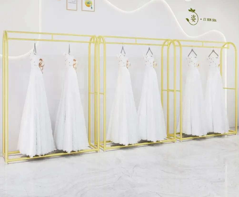 Wedding dress rack, floor to ceiling hanging clothes rack, wedding dress store, photography studio, cheongsam dress rack