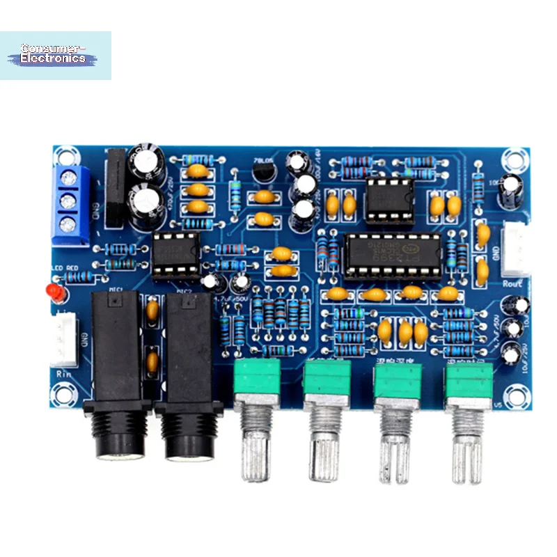 【1PC Karaoke Reverb Board PT2399 Dual AC12 Microphone Amplifier BoardV Digital Karaoke Reverberation Board】 view 4