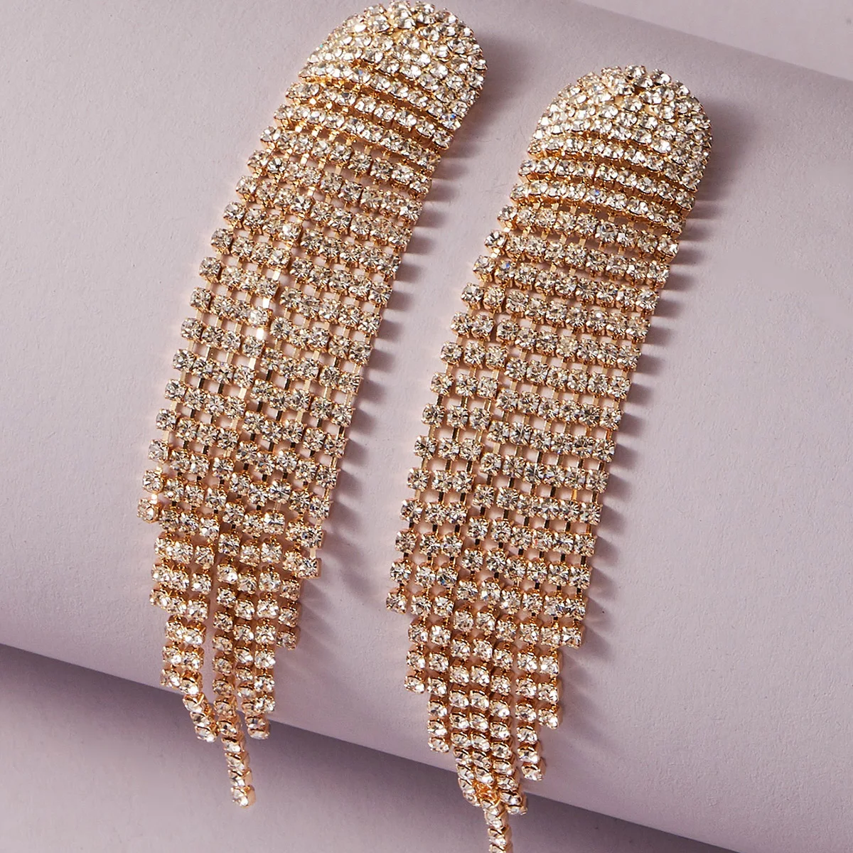 2PC FYUAN moda damska długi przepływ Su wisiorek kolczyki złote i srebrne wodne diamentowe wiszące kolczyki Wedding Party Jewelry-233