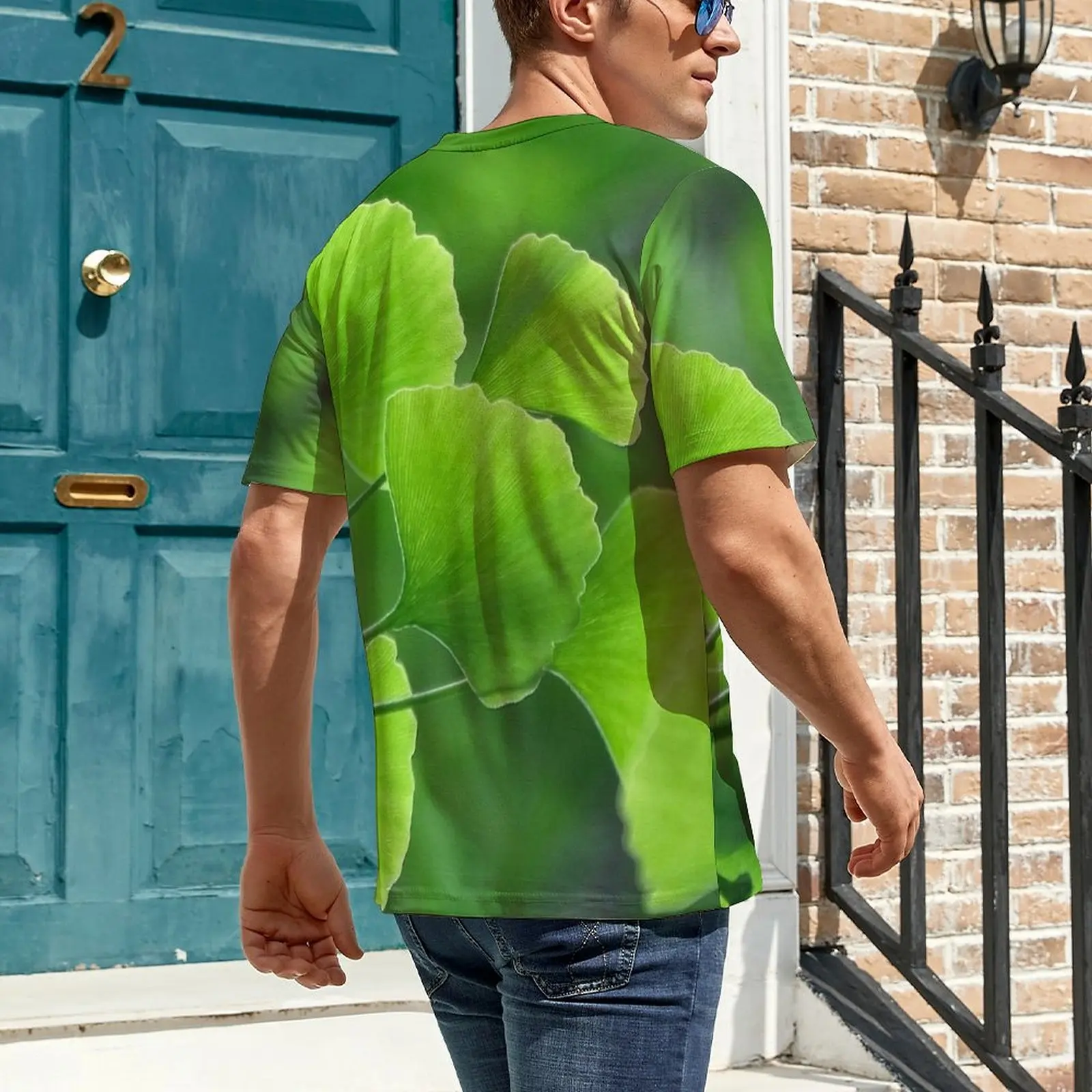 Fresh Green Ginkgo Photo T Shirt  Harajuku T-Shirts Men Y2K Casual Tshirt Summer Short-Sleeved Graphic Tees Big Size 5XL 6XL