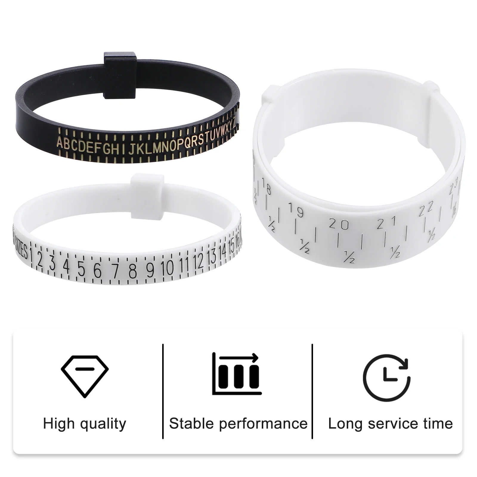 

3 Pcs Ring Sizer Gauge Jewelry Making Tools PU Material Finger Measurement Lightweight Portable Practical Use Precise Lettering