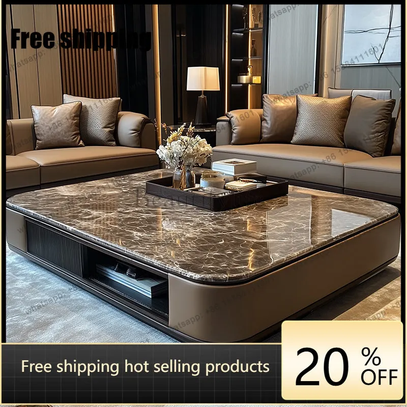 YJ marble coffee table light luxury high sense modern household tea table microcrystalline stone 2026 new