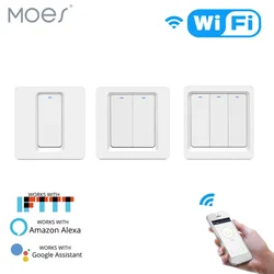 WiFi Smart Home Light Switch Push Button Smart Life/Tuya APP Remote Control Works with Alexa Google Home for Voice Control