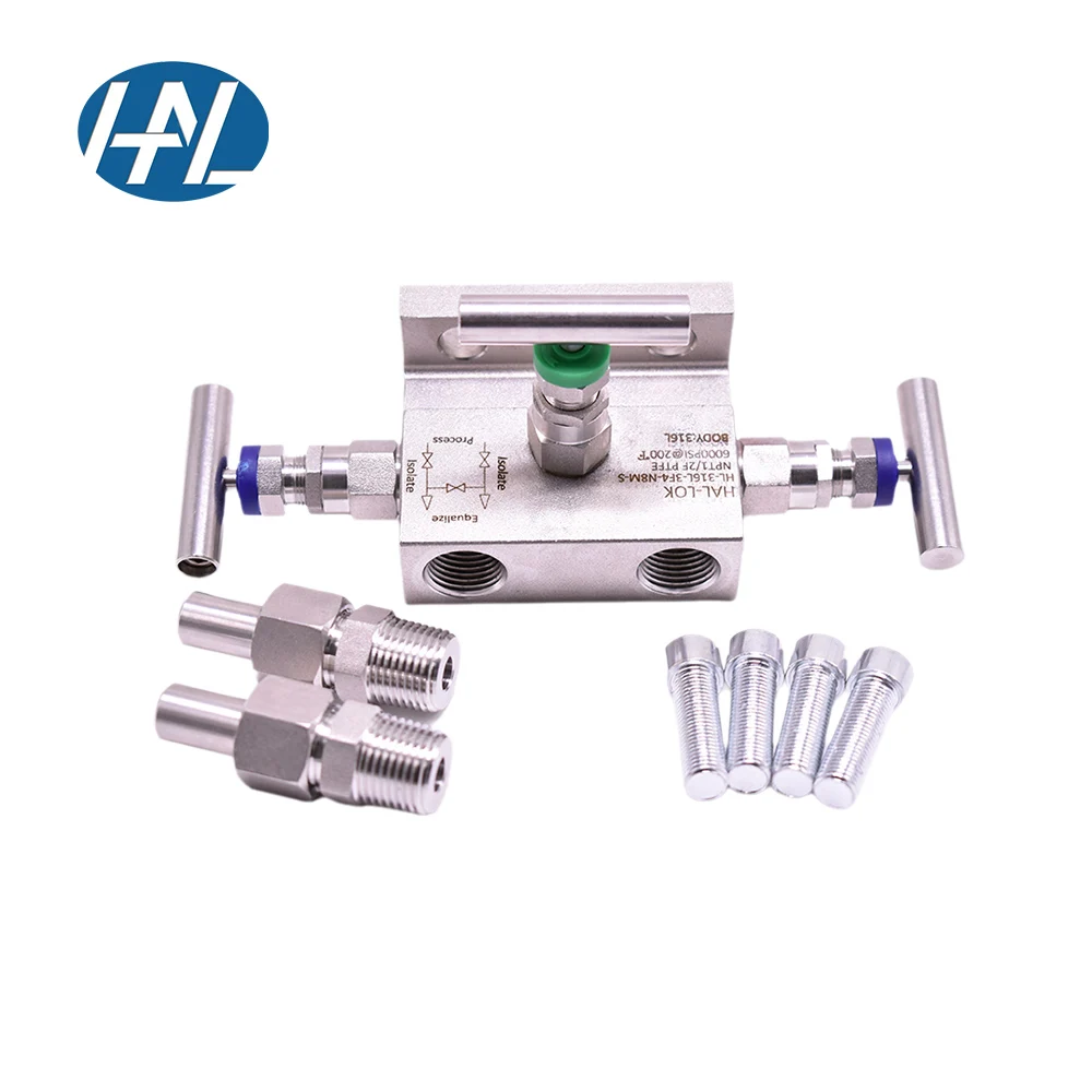 316 Stainless Steel High Pressure T-type Instrument Manifold Needle Valve 2/3/5 Manifold Valves for Gas Control