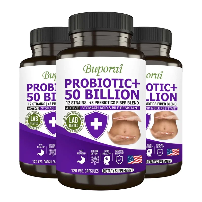 

Probiotics + 50 Billion - Daily Supplement for Digestive, Gut Health, Gas & Bloating Relief
