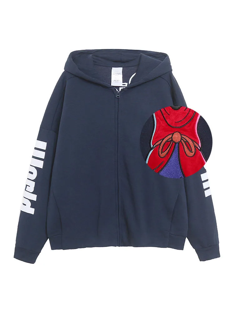 Fashion Letter Embroidery Hooded Sweatshirt Women Casual Zip Up Hoodies Fleece Jacket Jumper Cartoon Loose Top Unisex Couple image 3