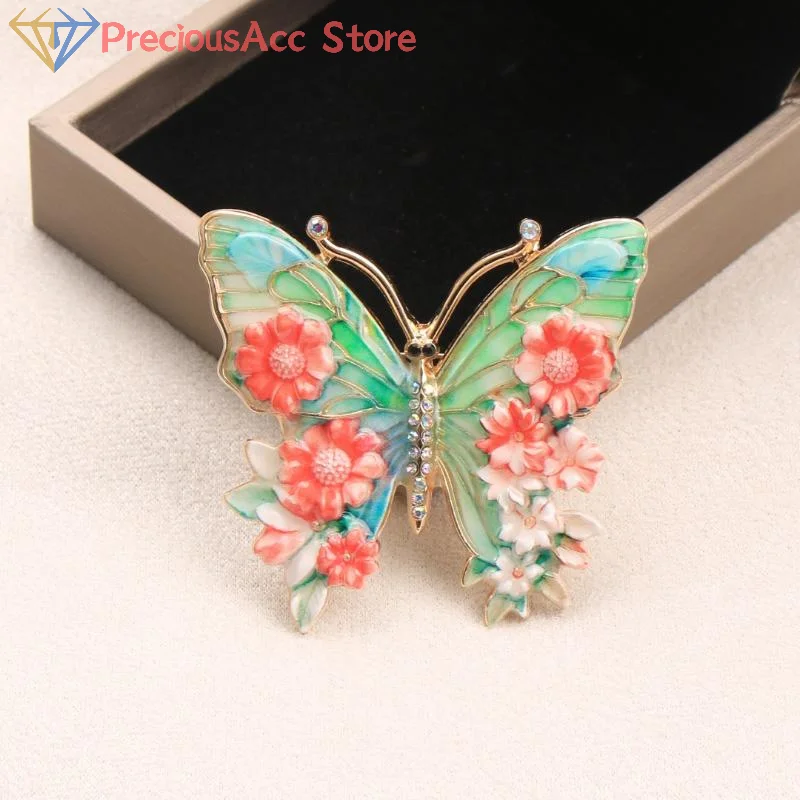 1 قطعة الحشرات الجميلة الملونة بروش خمر زهرة كبيرة فراشة دبابيس الهدايا دبابيس الملابس النسائية ل #5