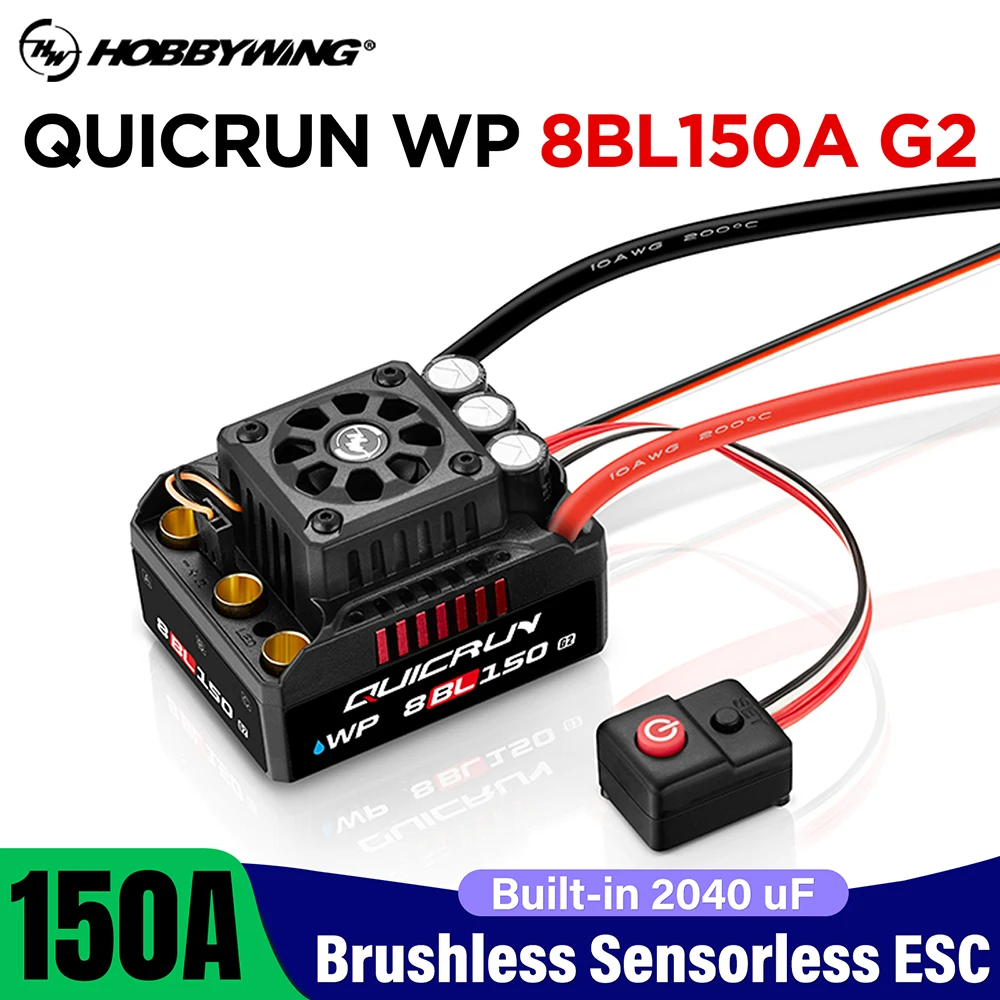 Hobbywing Quicrun 8BL150 G2 ESC 3-6S 150A lP67 Waterproof Built-in 2040uF Capacitor Brushless Sensorless For 1/8 Truck Monster