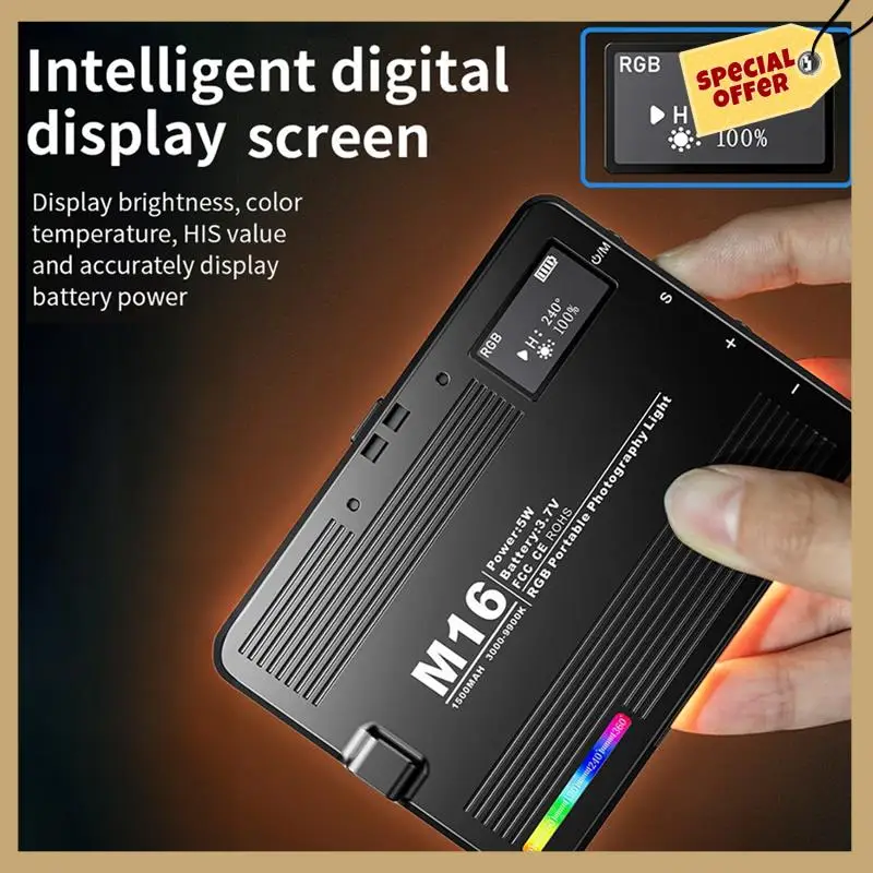 Lumière LED de poche RGB 5W, Performance Stable, batterie 3000K-9900K 1500Mah intégrée avec pince de support de téléphone et adaptateur de chaussure froide