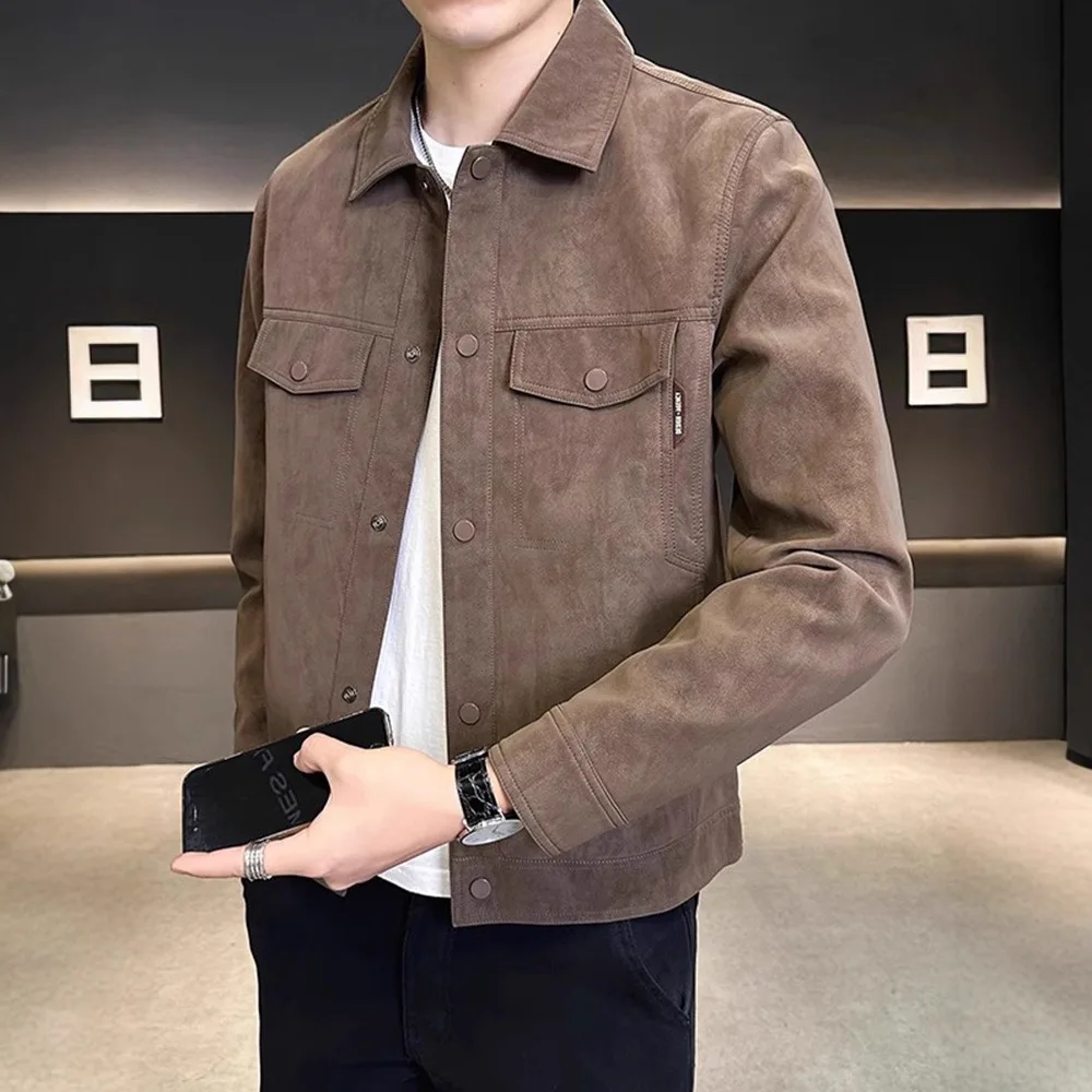 

2025 New Jacket Men Autumn and Winter High-end Fashion Brand Lapel Clothes Trendy Slim Men Jacket Boutique Clothing Simple Style