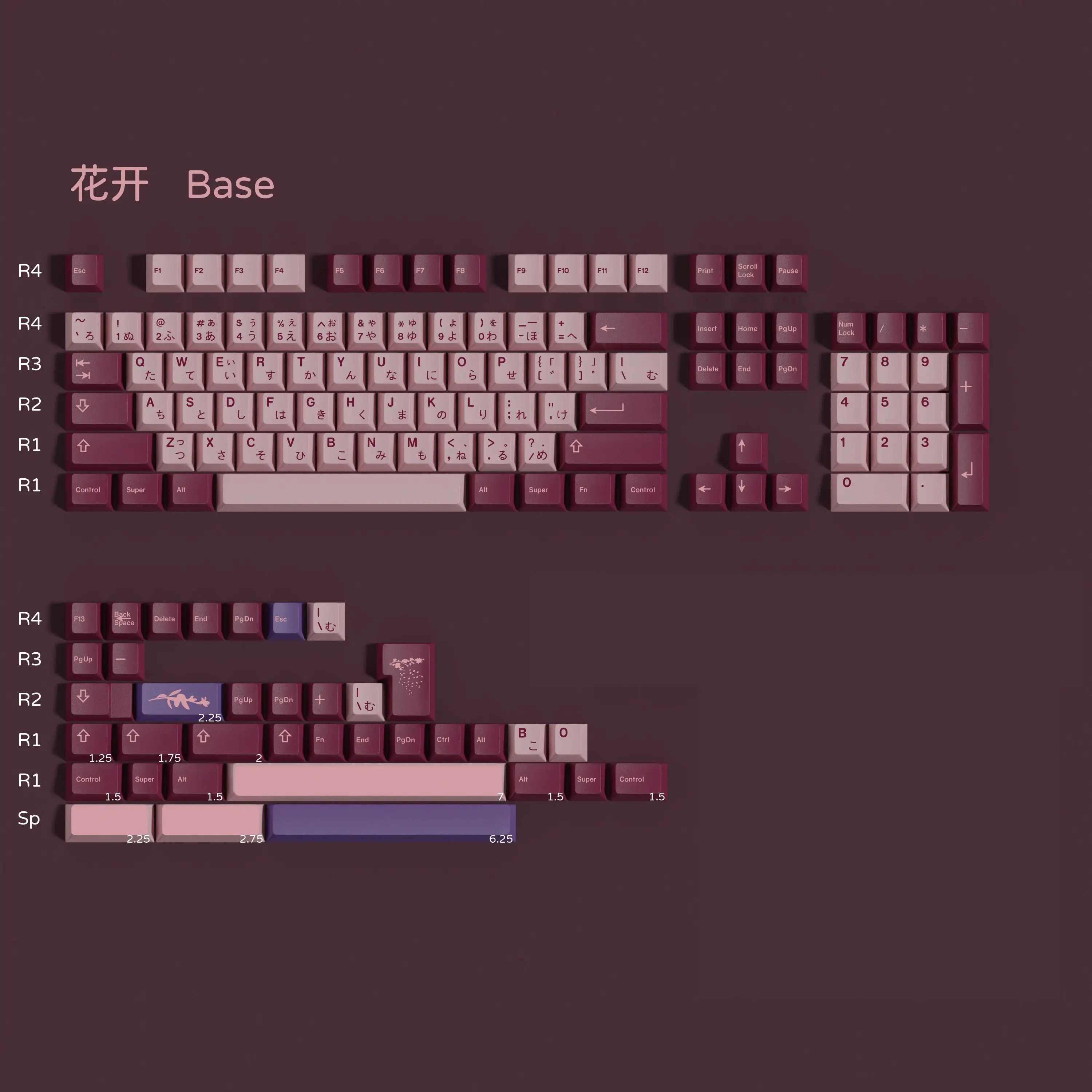 PBT GMK Blossom Keycaps Cherry Profile Dye Sublimation Keycap For MX Switch Mechanical Keyboard Double B Split Spacebar