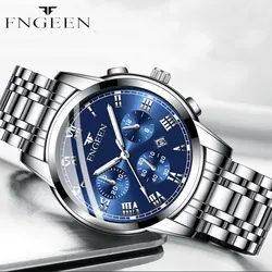 FNGEEN Brand Luxury Quartz Watches for Men Luxury Luminous Pointer Watch Fashion Business Waterproof Stainless Steel Wrist watch