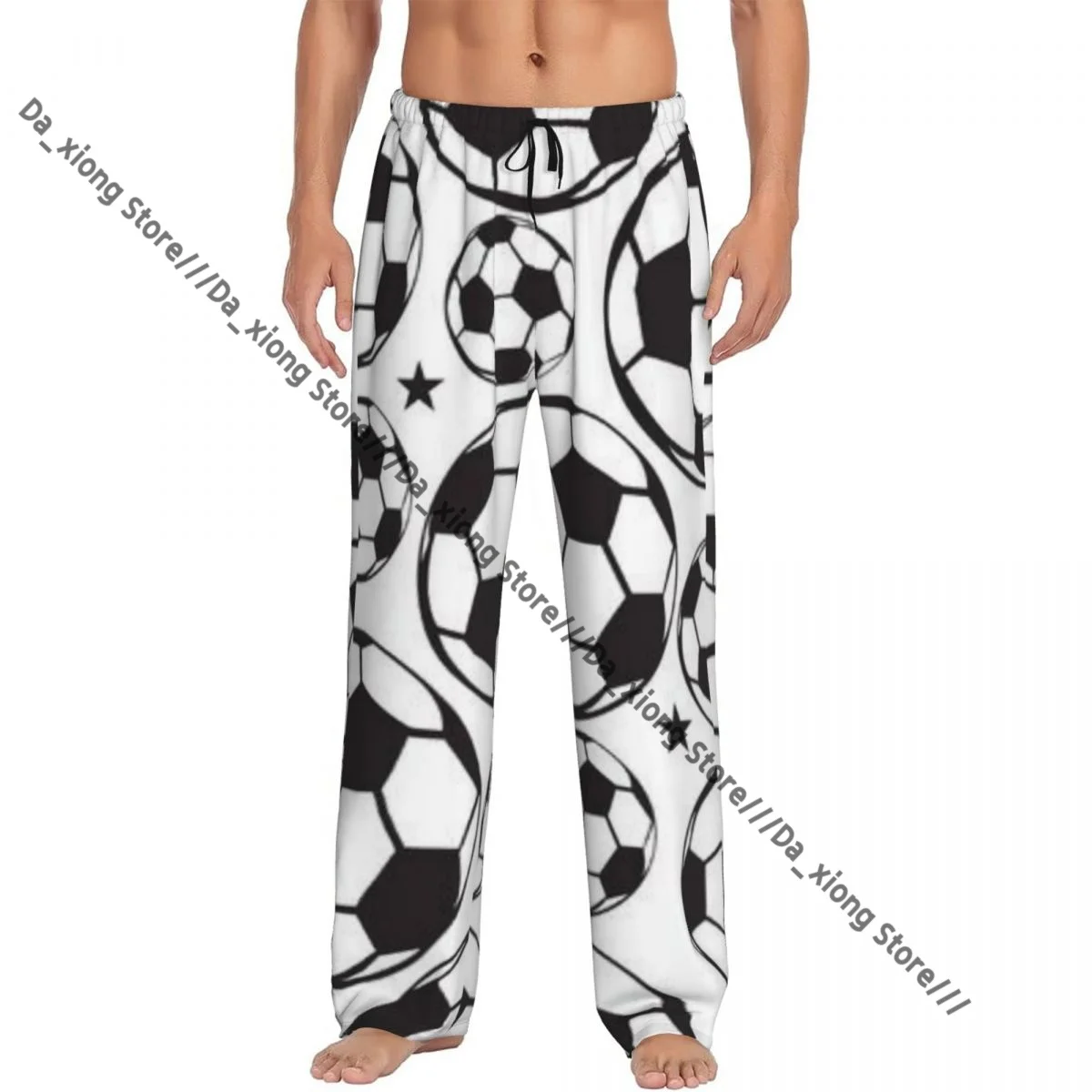 

Men's Sleepwear Loose Sleep Pants Pajamas Football Soccer Ball Pattern Long Lounge Bottoms Casual Homewear