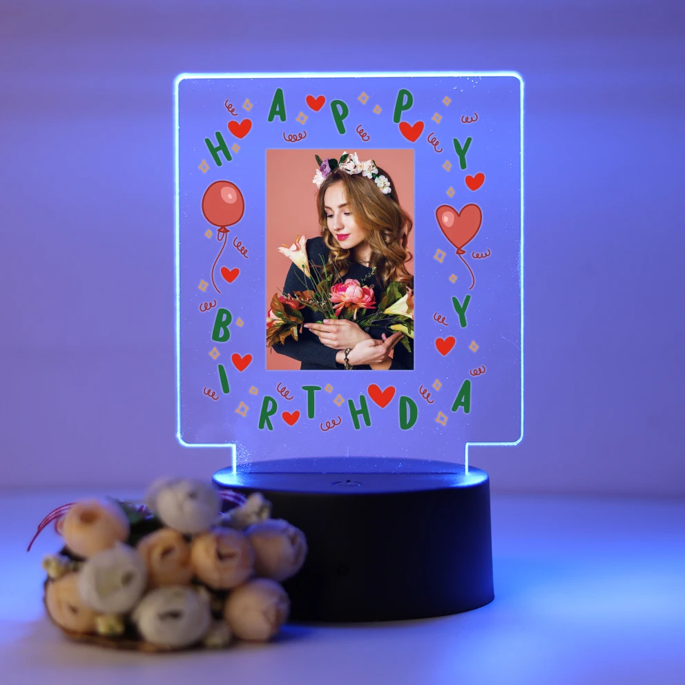 Tomb and Hand Personal Photo Customization Photo Acrylic LED Night Light Remote Control 7-Color Light Bedroom Bedhead Birthday G