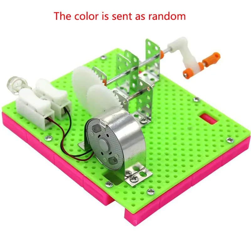 1Pcs Funny Science Physical Experiment Small Invention Education Toys DIY Hand Crank Generator Model Children Learning Toy