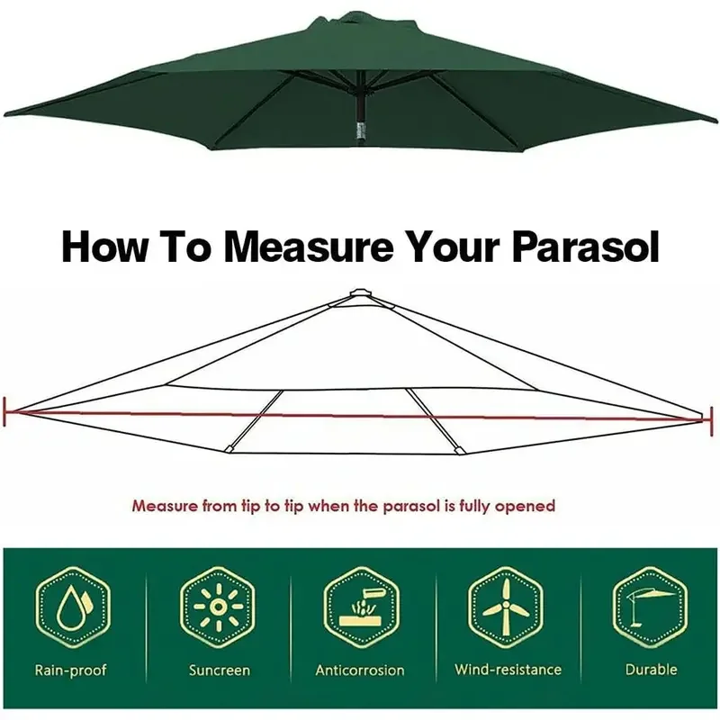 Parasol Cloth ONLY Umbrella Replacement Cloth Outdoor Garden Canopy Cloth Waterproof Umbrella Covers UV Protection Awning Cloth