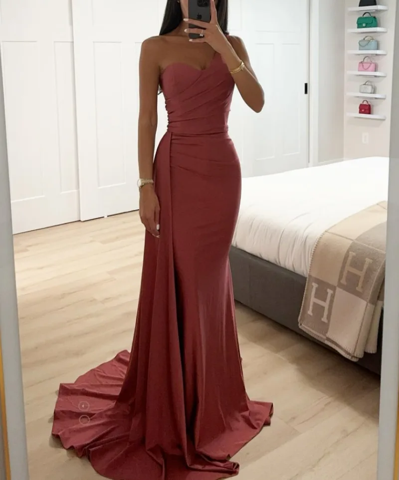 

Chic Designed One-shoulder Evening Long Dress Temperament Slim Waist Wedding Party Gowns New Summer Sleeveless Vestidos