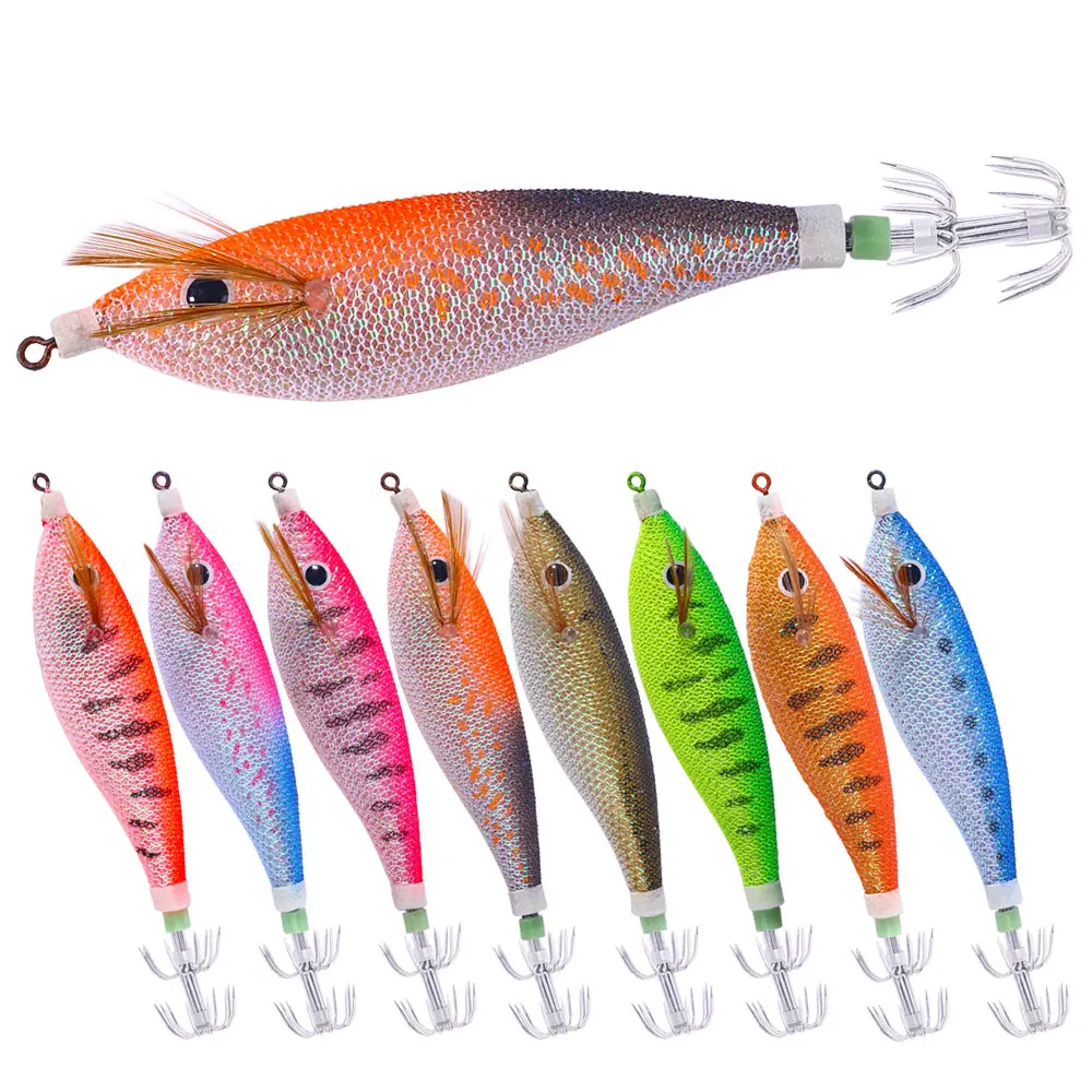 1PCS/Glowing Egging Lures Squid Hooks horizontal Luminous Squid Trolling Lure  Octopus Hook Tackle11CM/13.4G