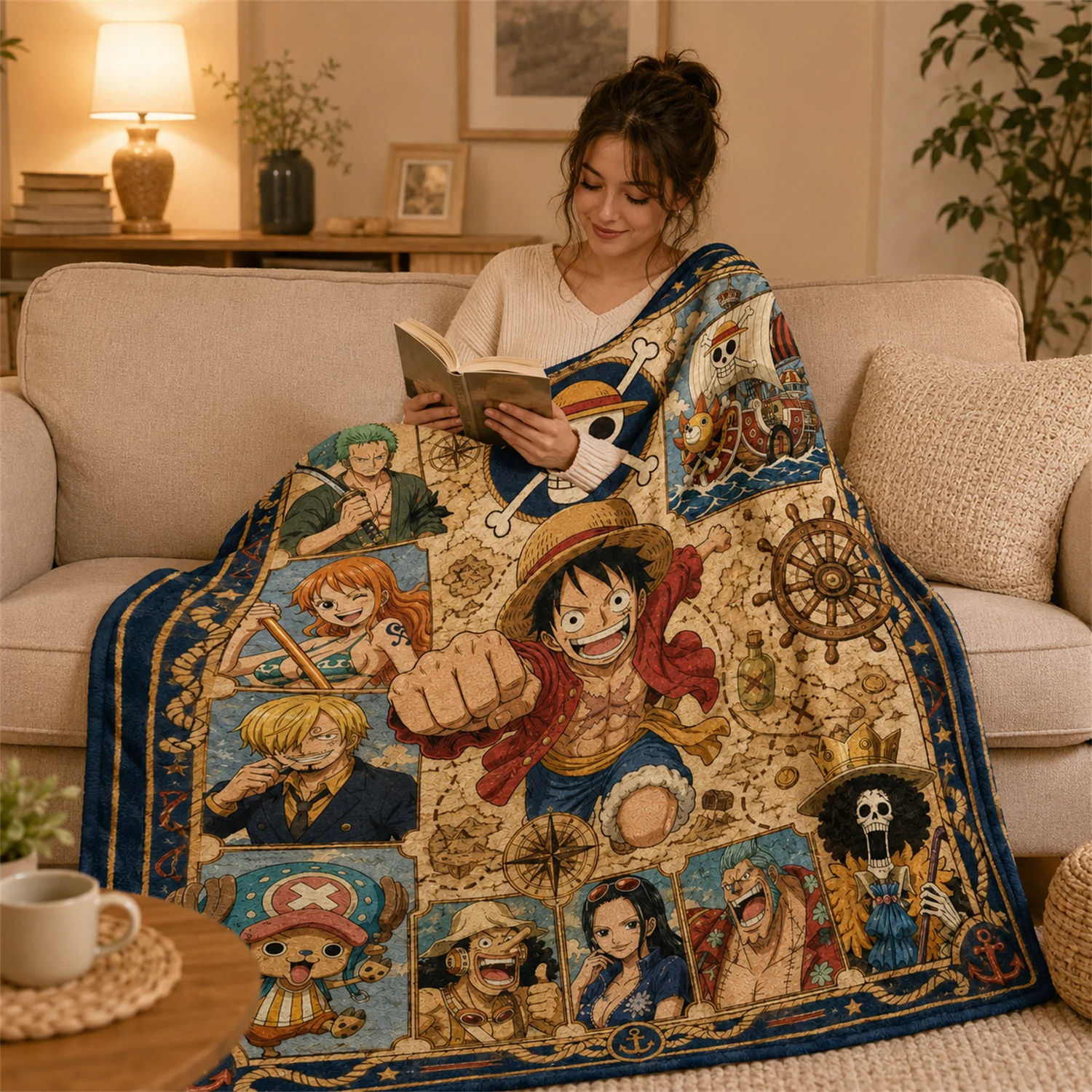 Home Textiles Blanket - بطانية أنمي ون بيس ناعمة من