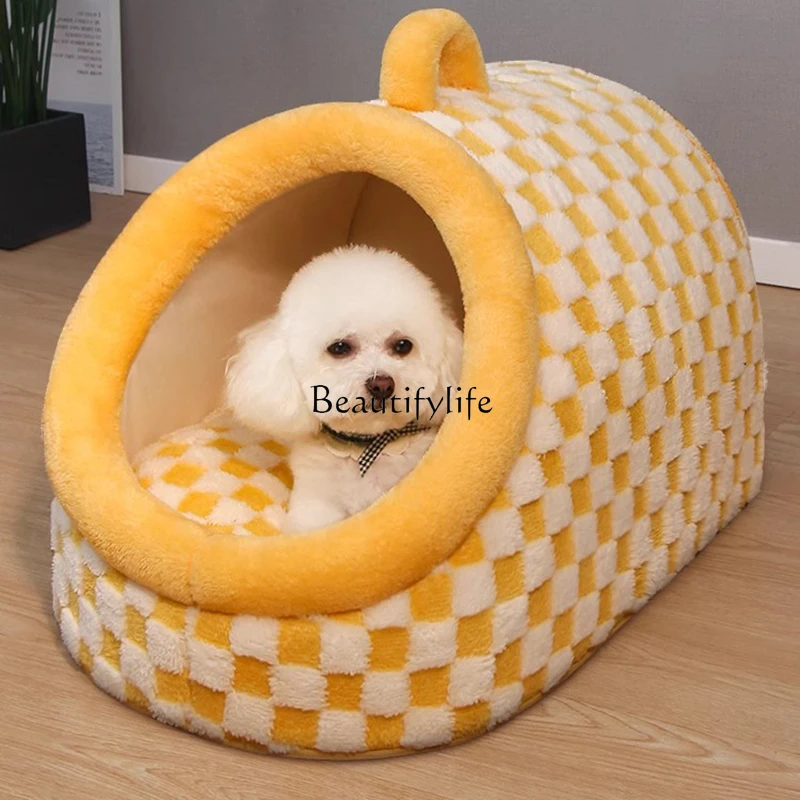 

White Filling Dog Kennel Small Lounge Warm Winter Dog Kennel House Fluffy Puffs Asiento Con Relleno Living Room Decoration