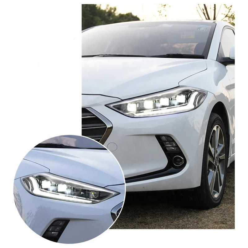 High Quality motion Factory 6th Gen Avante Animation DRL Headlamp 4 LED Lens 2016 2017 2018 Headlights For Hyundai Elantra