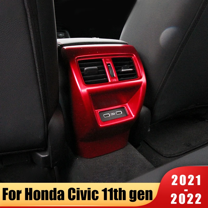 

For Honda Civic 11th gen 2021 2022 2023 Rear Armrest Air Outlet Trim Panel Cover ABS Auto Car Interior Modification Accessories